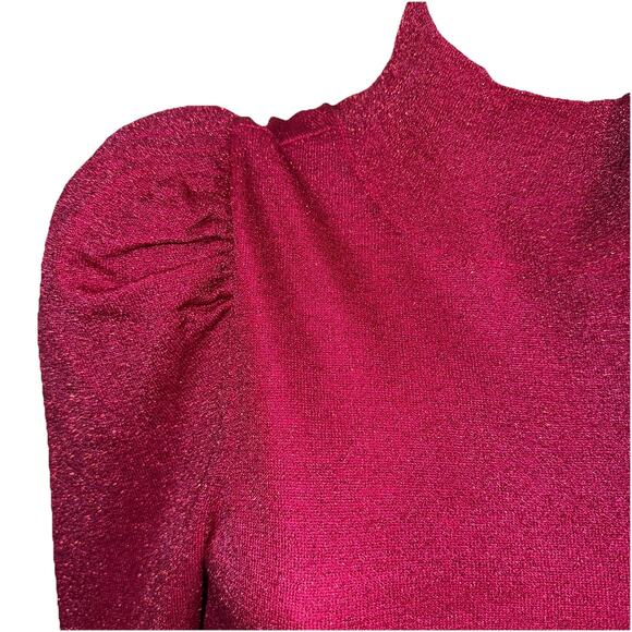 Alice + Olivia Women’s Pink Issa Turtleneck Puff Sleeve Mini Dress Medium - Picture 2 of 9